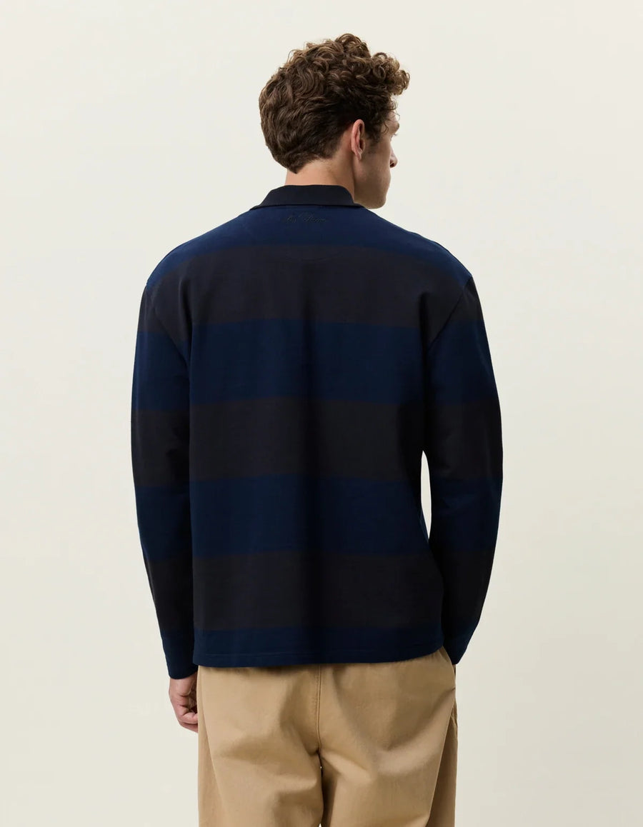 Striped LS Polo Shirt Dark Navy