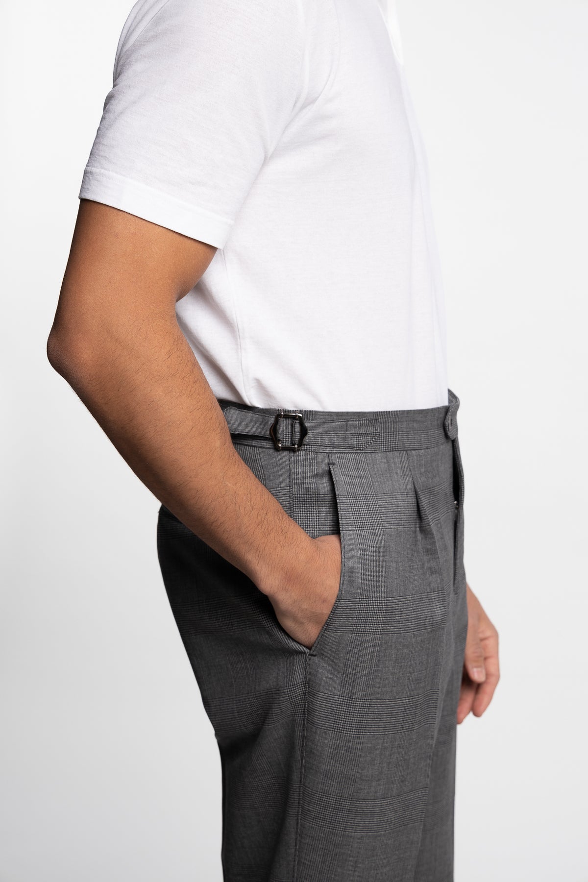 Vicenza Double Breasted Wool Suit Grey Check