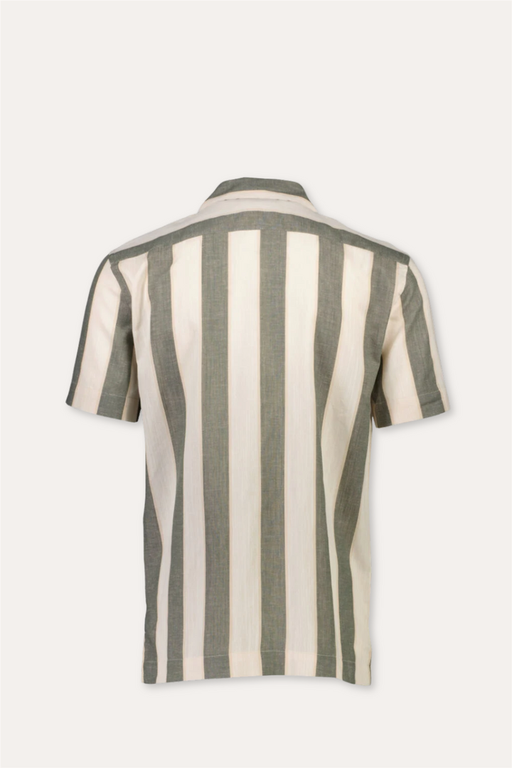 Striped Linen/Cotton Shirt S/S Army