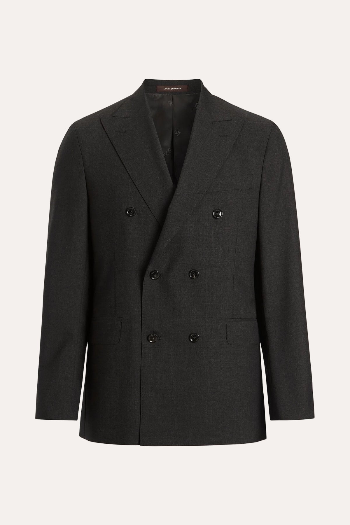 Farris Regular Fit Double Breasted Wool Blazer Dark Grey - Oscar Jacobson