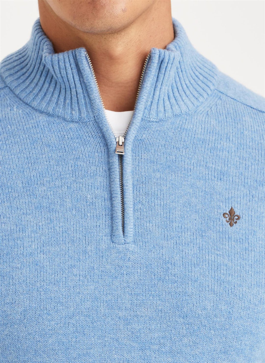 New Hertford Merino Half Zip Light Blue