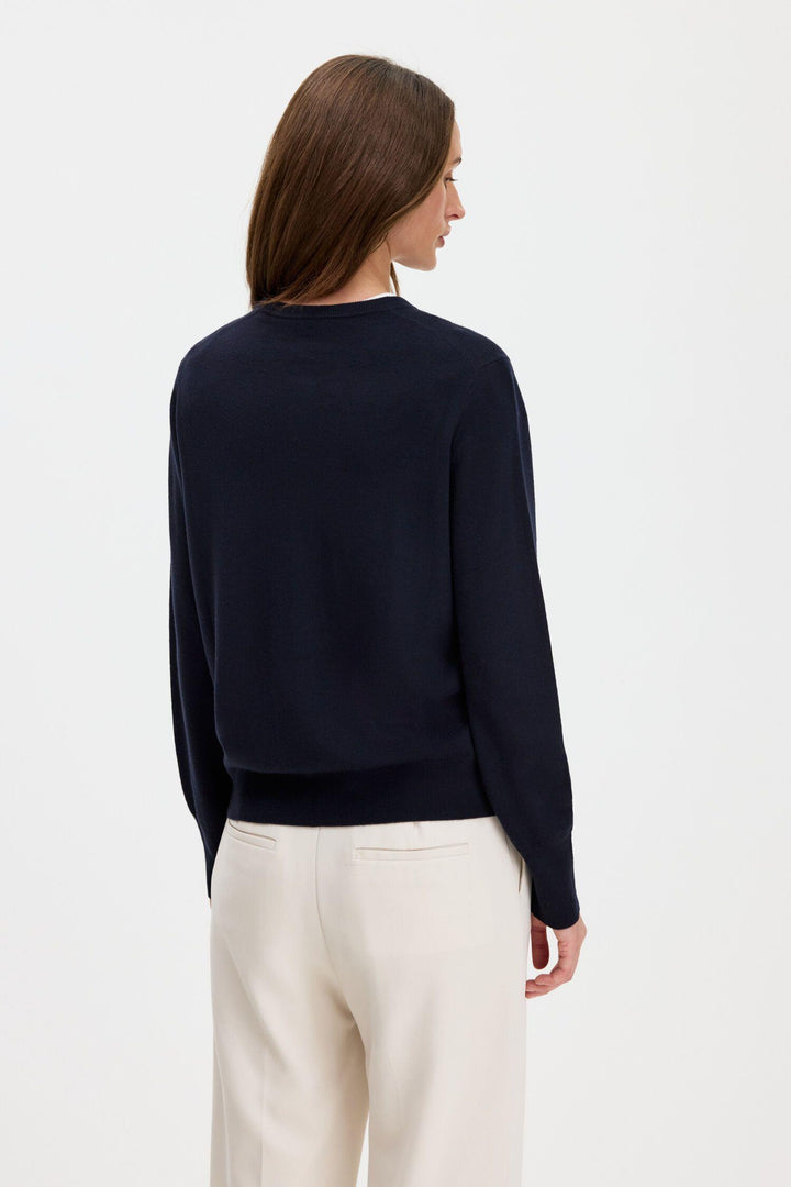 Merino Short Cardigan Dark Navy