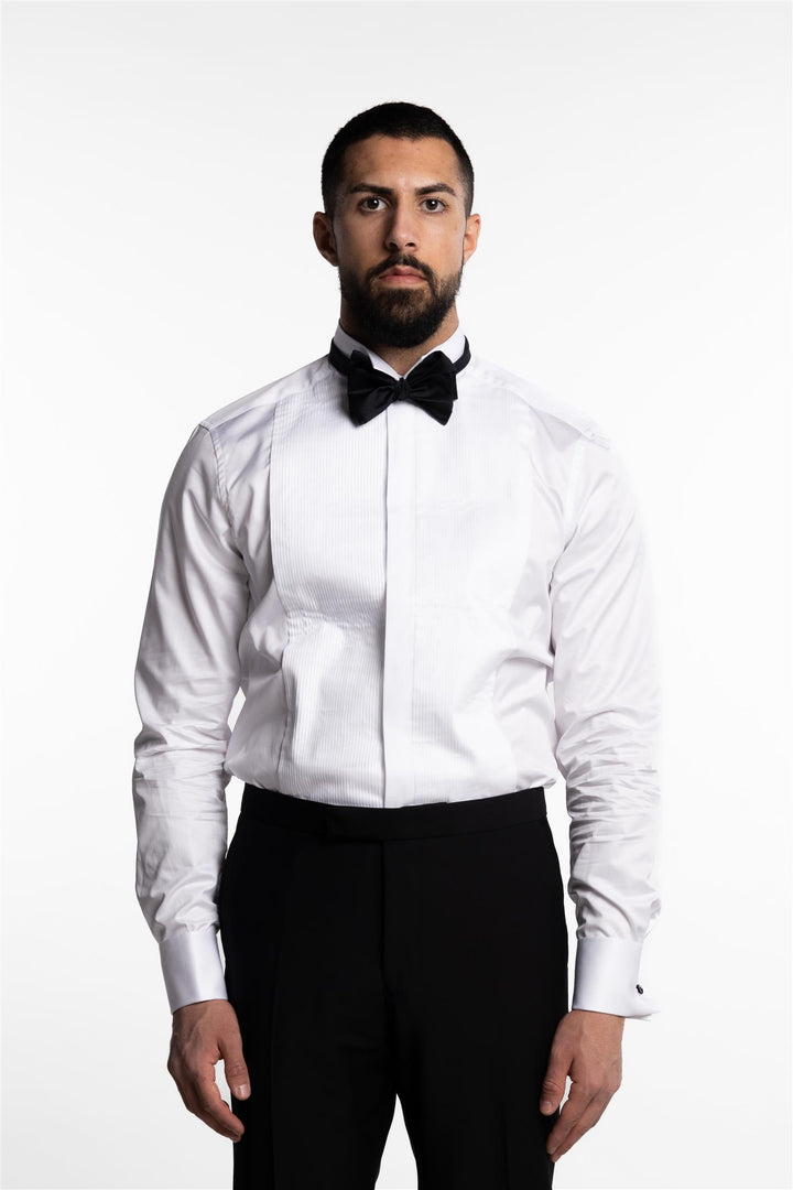 Slimline Smoking Shirt Wing Collar White