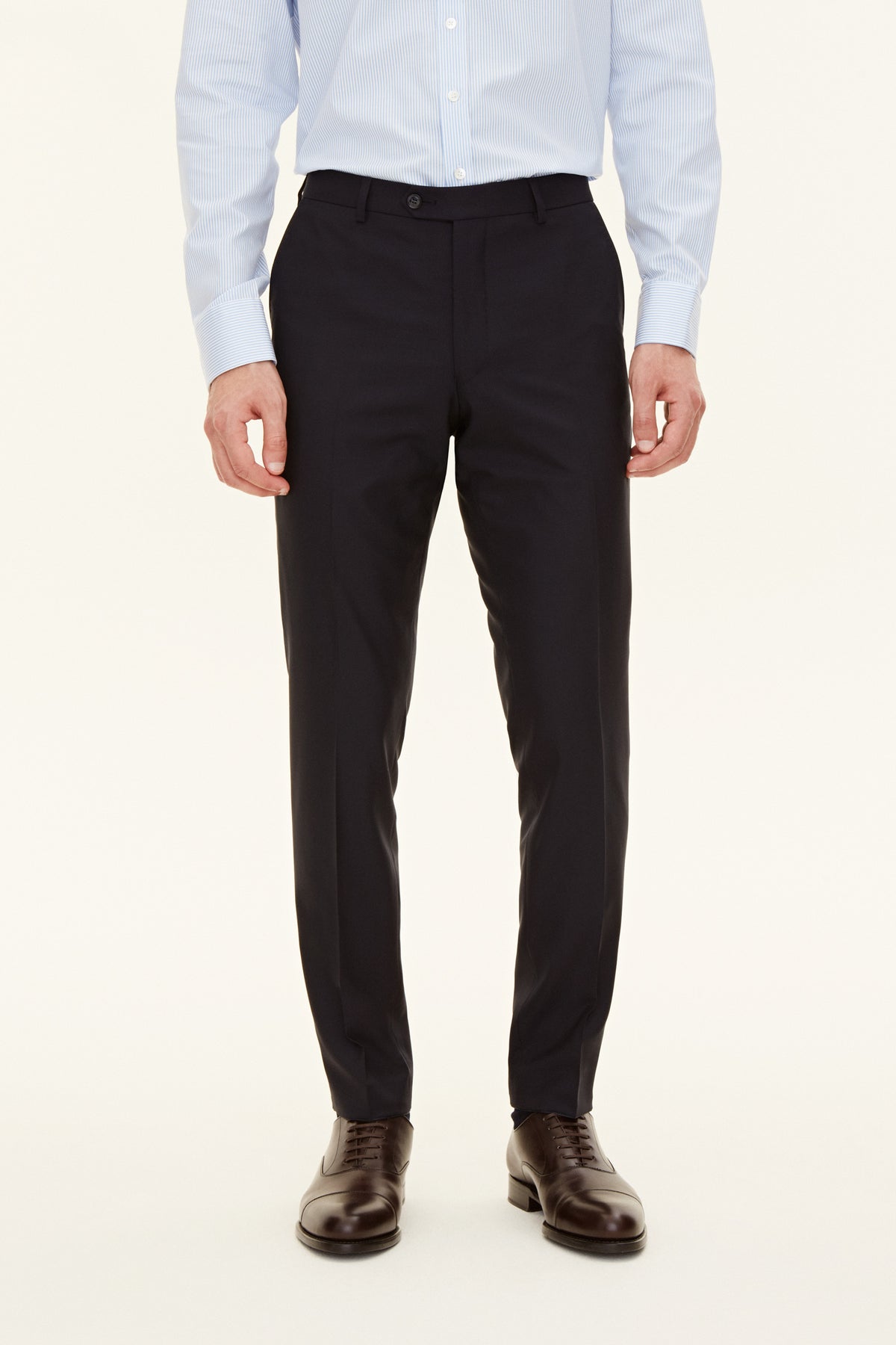 Denz Slim Fit Wool Trousers Navy