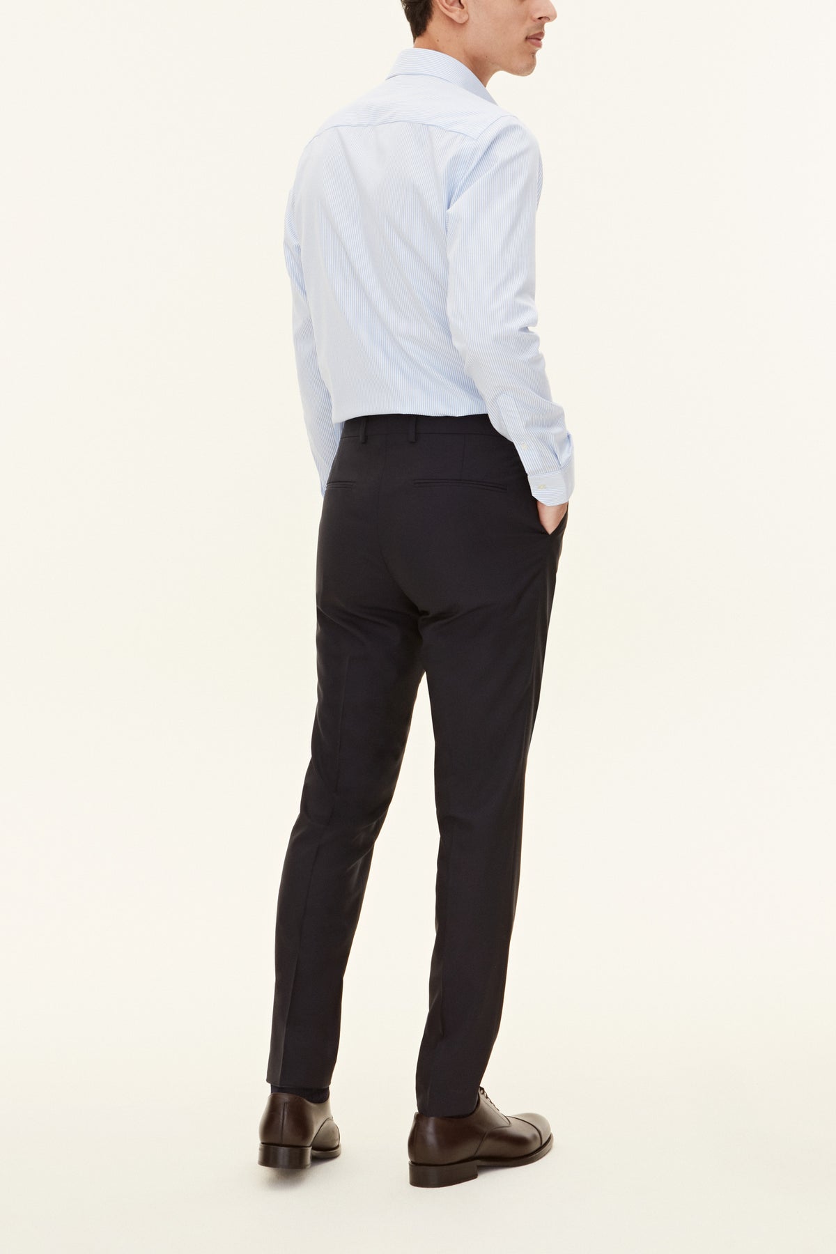 Denz Slim Fit Wool Trousers Navy