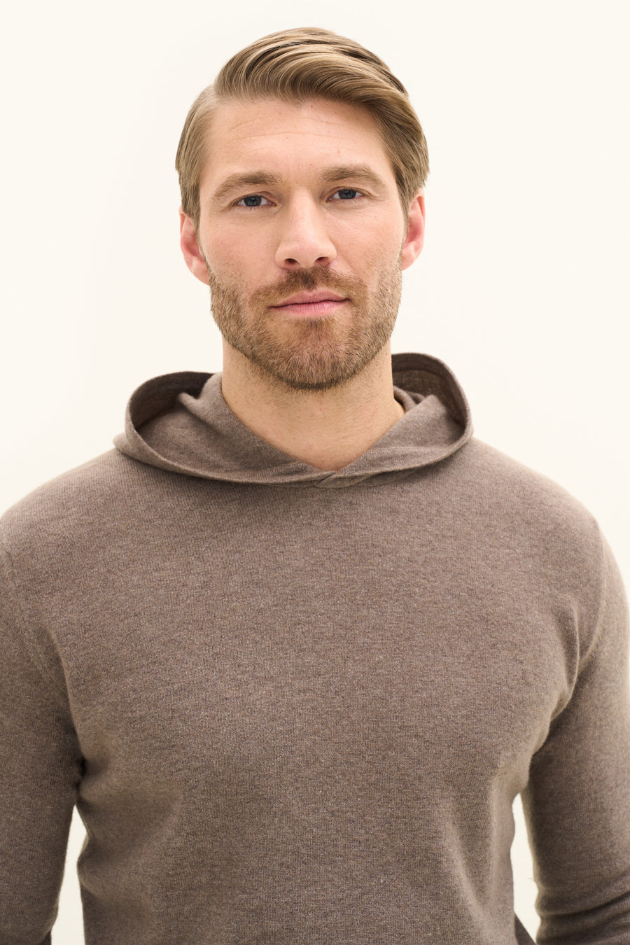 Pascal Wool/Cashmere Hoodie Walnut Beige - detaljbilde 1