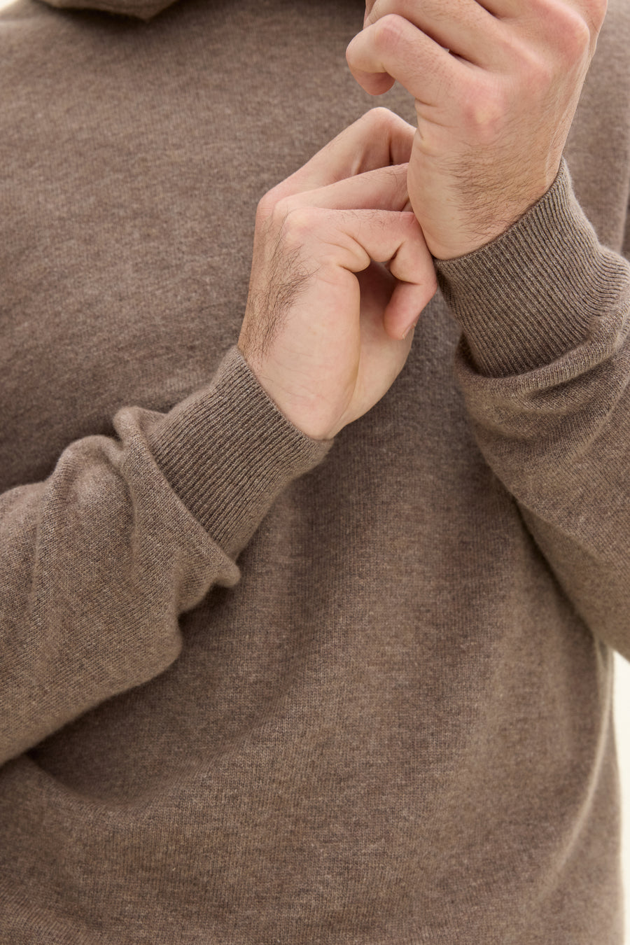 Pascal Wool/Cashmere Hoodie Walnut Beige - detaljbilde 3