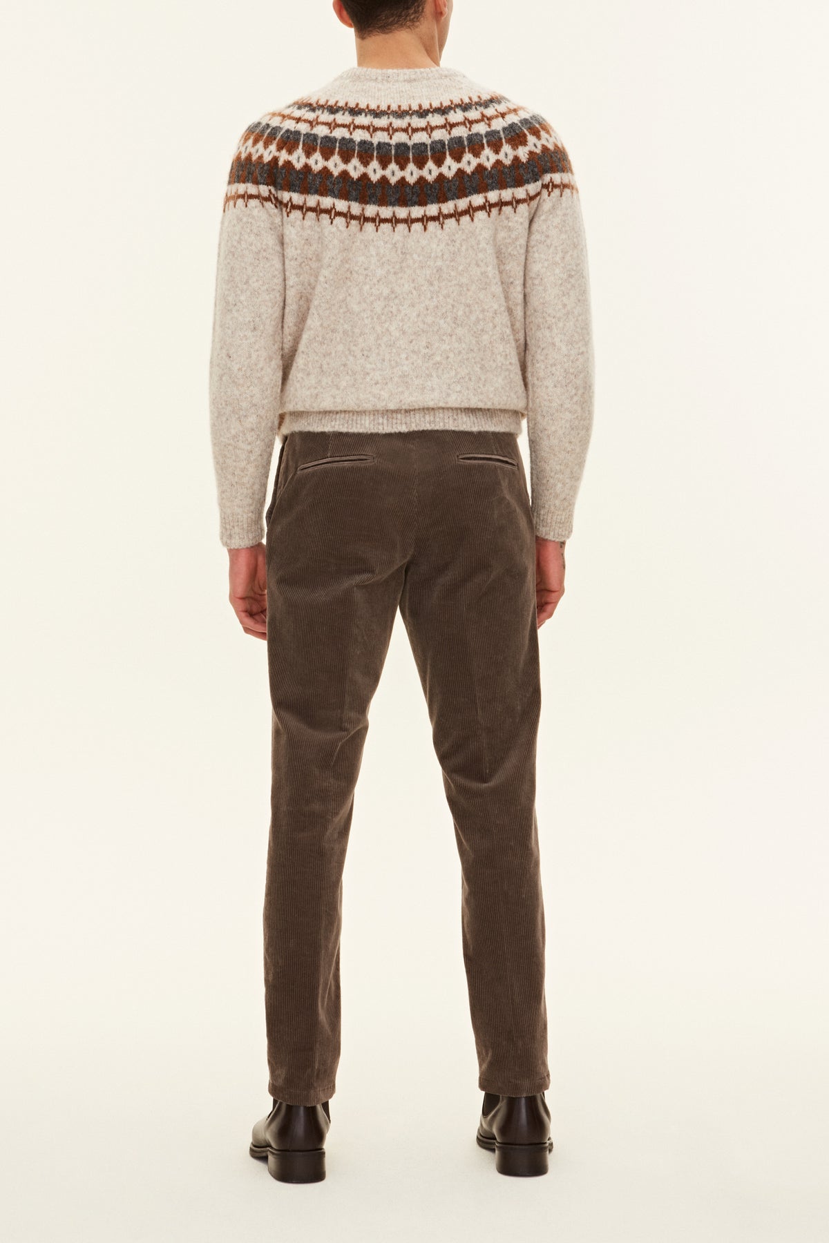 Oscar Jacobson Dandy Trousers Corduroy Baked Beige - modellbilde
