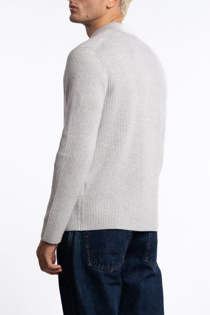 Cashmere Ribbed Knit Shirt Grey