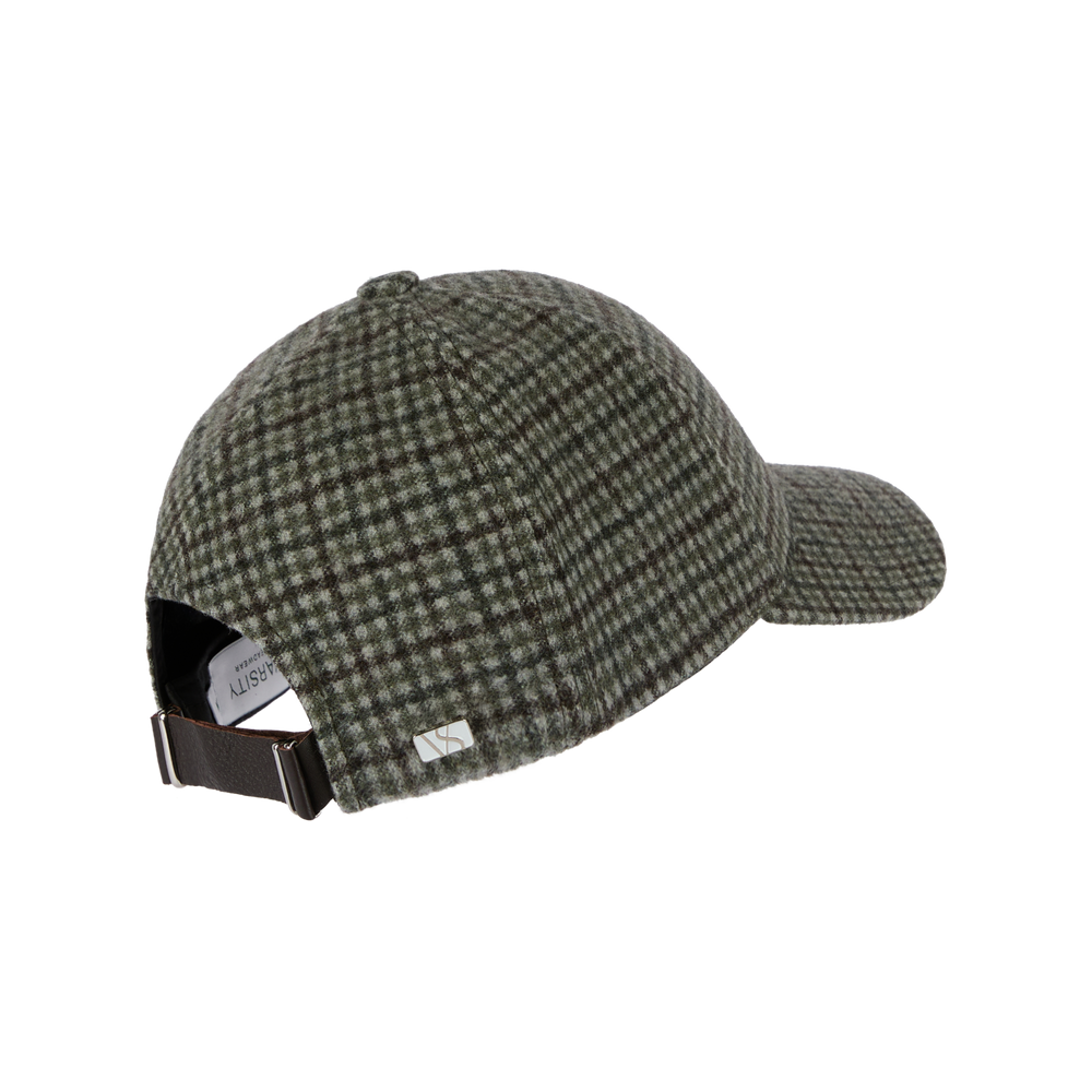 Legacy Structured Mid Profile 6-panel Wool Mohair Checker Olive - bakside