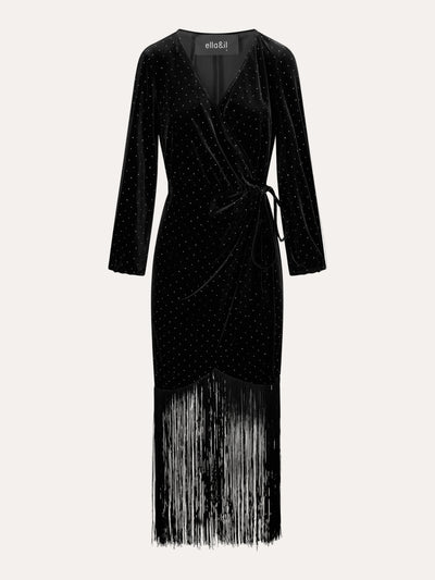 Sine Stud Velour Dress Black