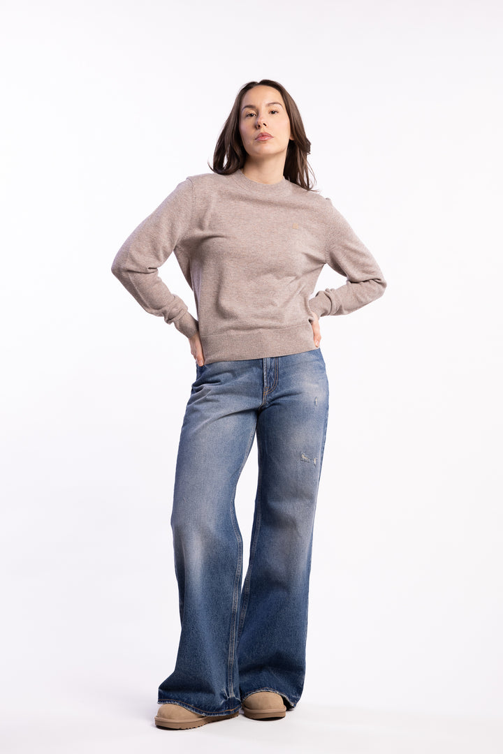 Crewneck Jumper Yak Wool- Greige Melange