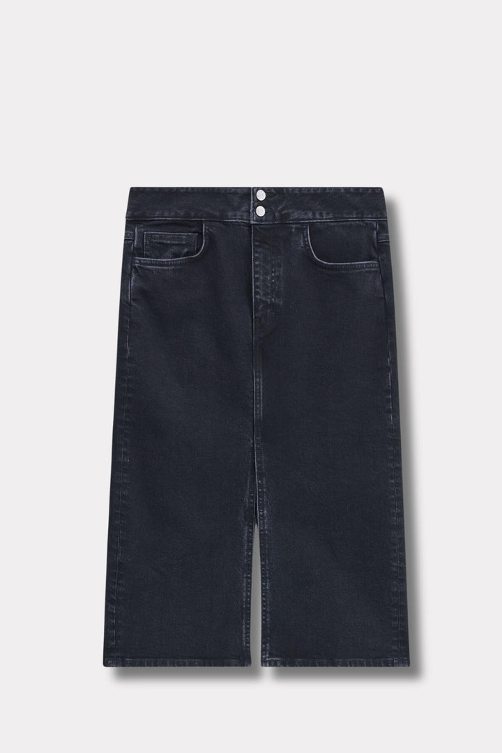 Trucker Jean Skirt- Black Wash