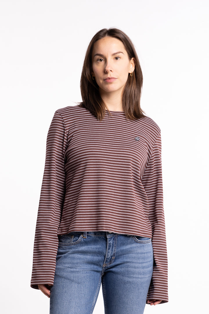 Street Stripe Long-Sleeve- Burgundy Stripe