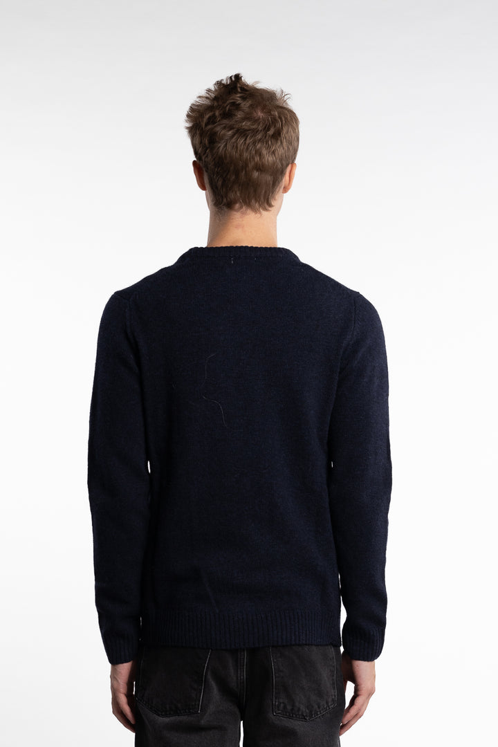 Lambswool O-Neck Knit Navy