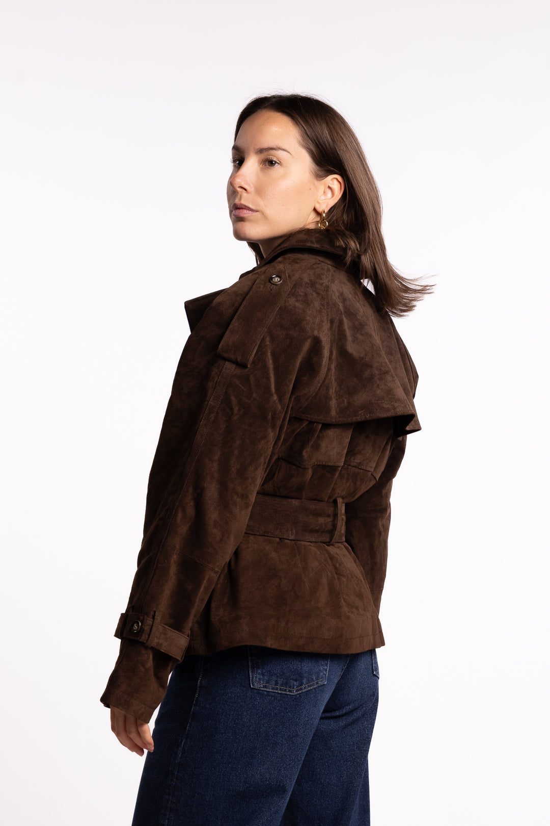 York Cropped Trench- Dark brown