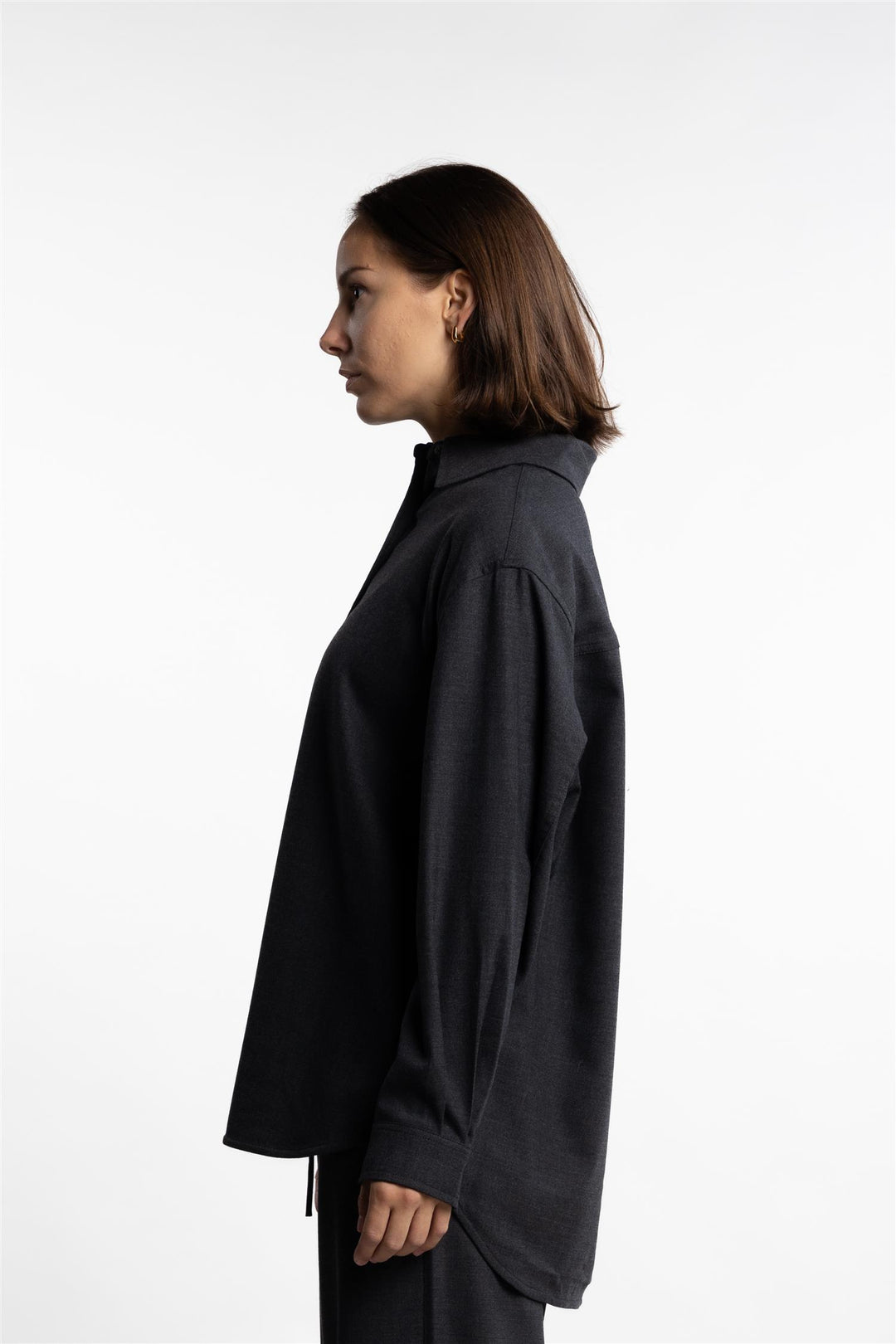 Tailored Oversized Shirt- Charcoal Grey