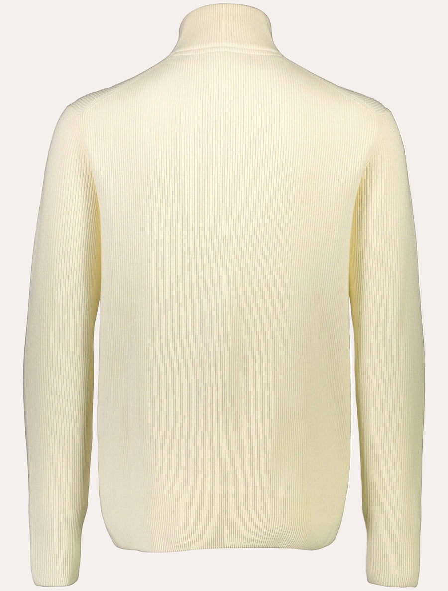 Half Zip Rib Knit Pearl White - packshot bakfra