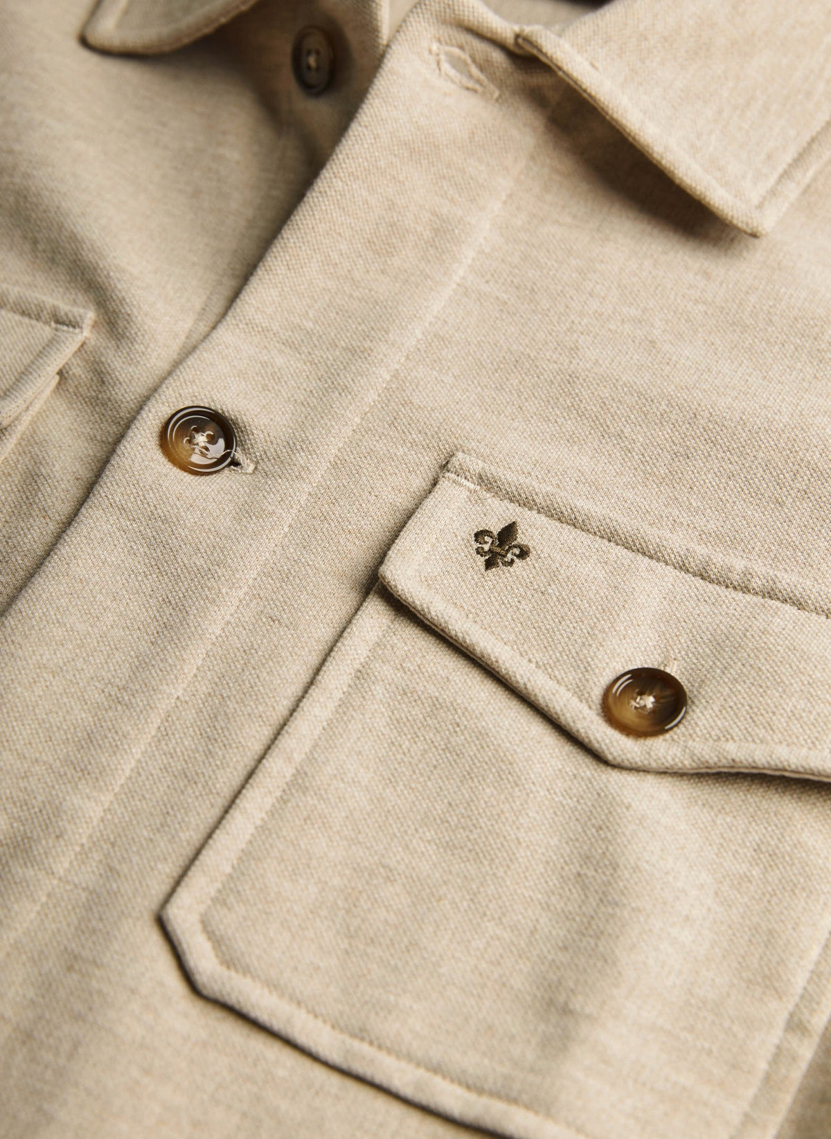 Andrew Jersey Overshirt Khaki - detalj