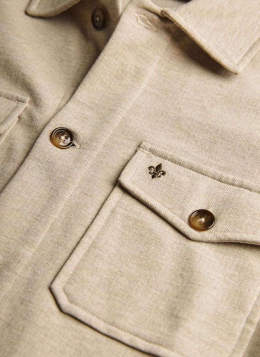 Andrew Jersey Overshirt Khaki - detalj