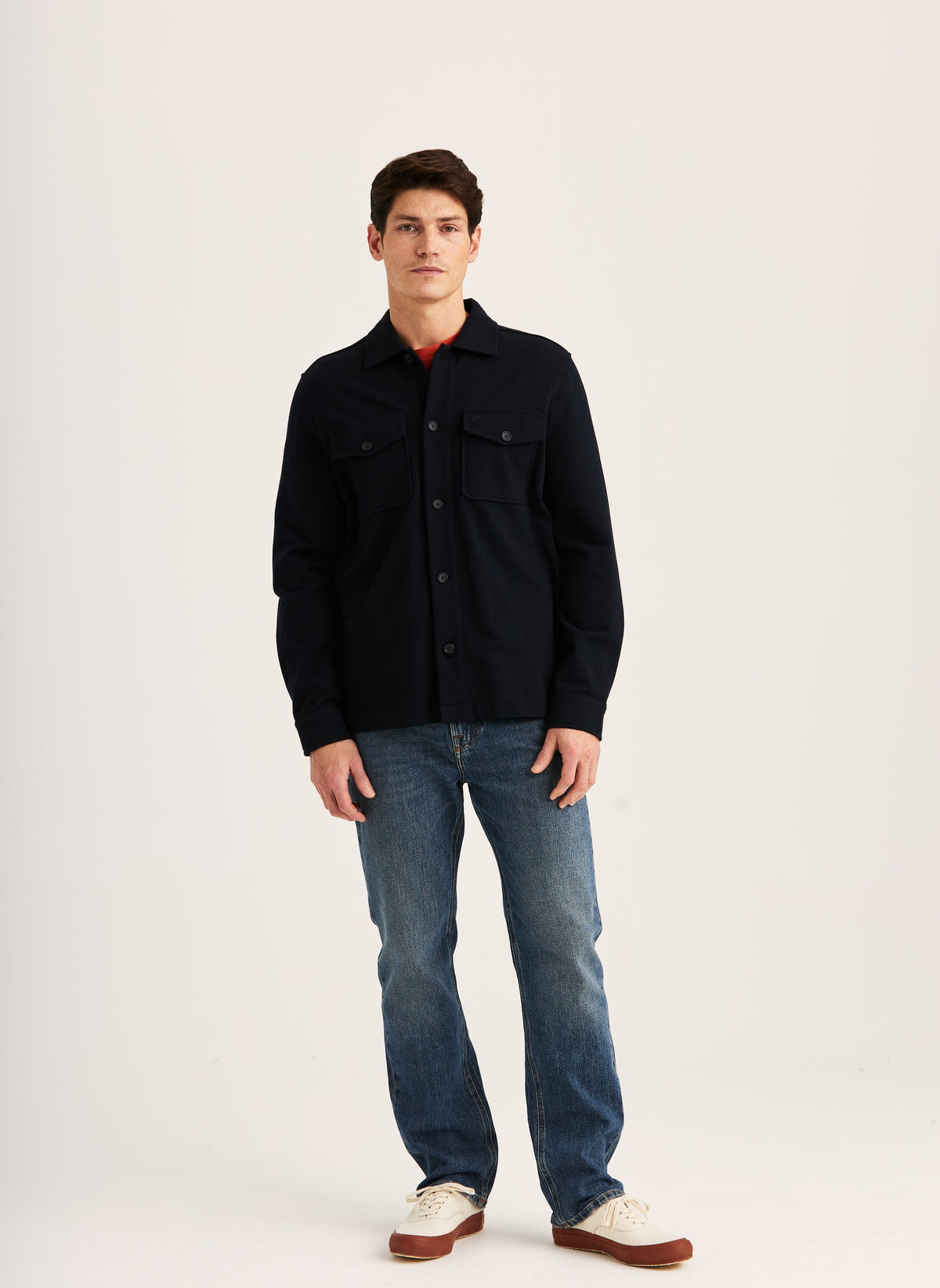 Andrew Jersey Overshirt Old Blue - bakfra