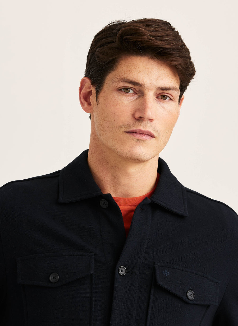 Andrew Jersey Overshirt Old Blue - detalj
