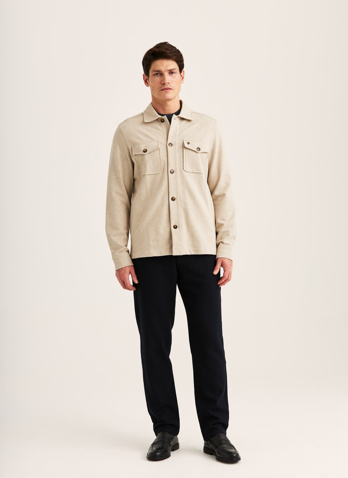 Andrew Jersey Overshirt Khaki - forfra