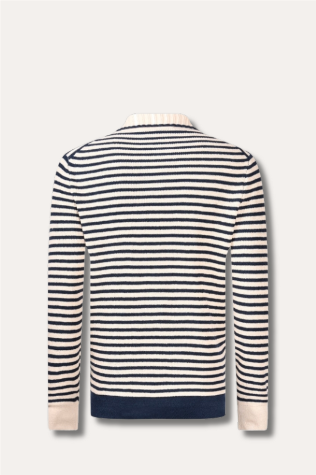 Striped Knitted Skipper Polo Off-White/Blue