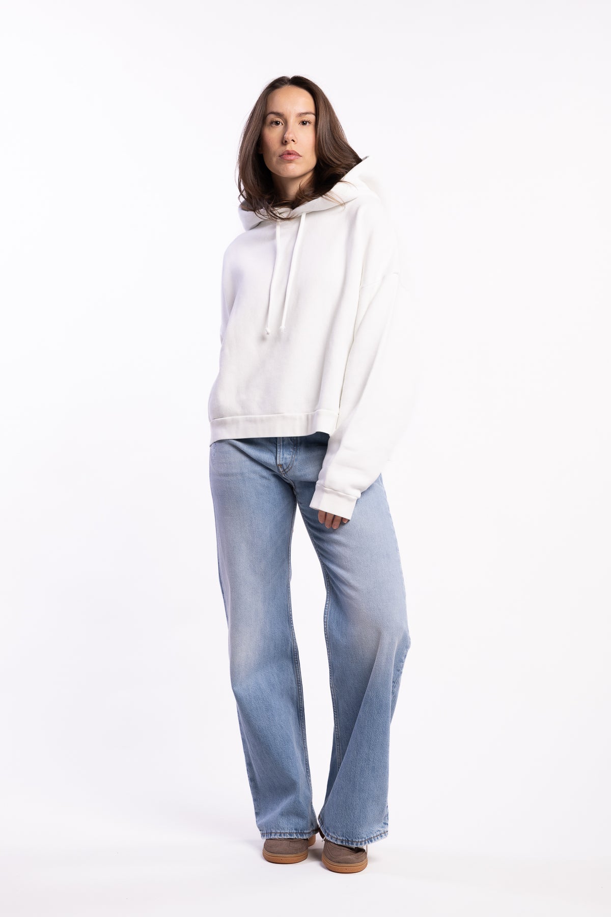 Logo Fleece Hoodie- Ice White