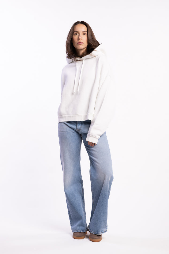 Logo Fleece Hoodie- Ice White