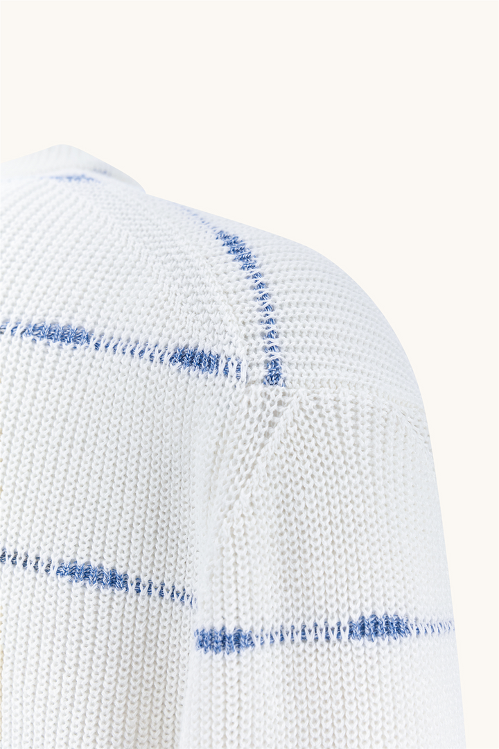 Crew-Neck Sweater Linen/Cotton Urukai With Striped Pattern