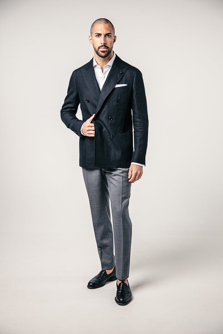 Irish Regular Fit Linen DB Blazer Black