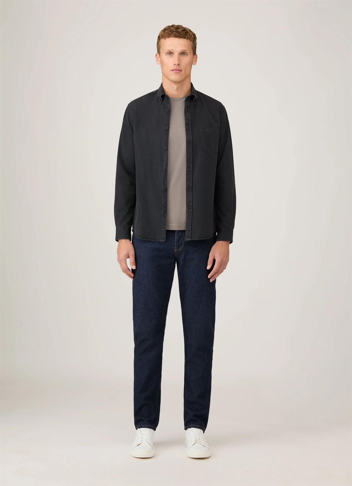 Button Down Twill Shirt Black