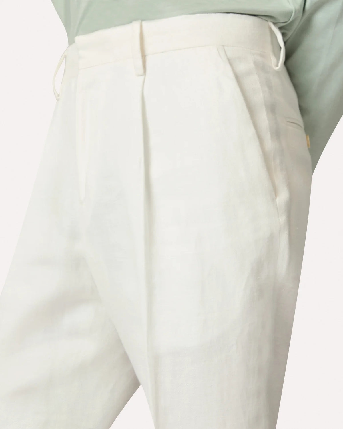 Linen Flat-front Trousers Cream