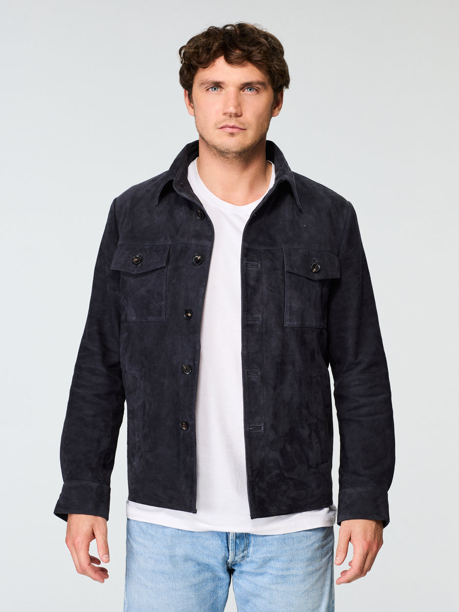 Suede Shirt Jacket Dark Blue