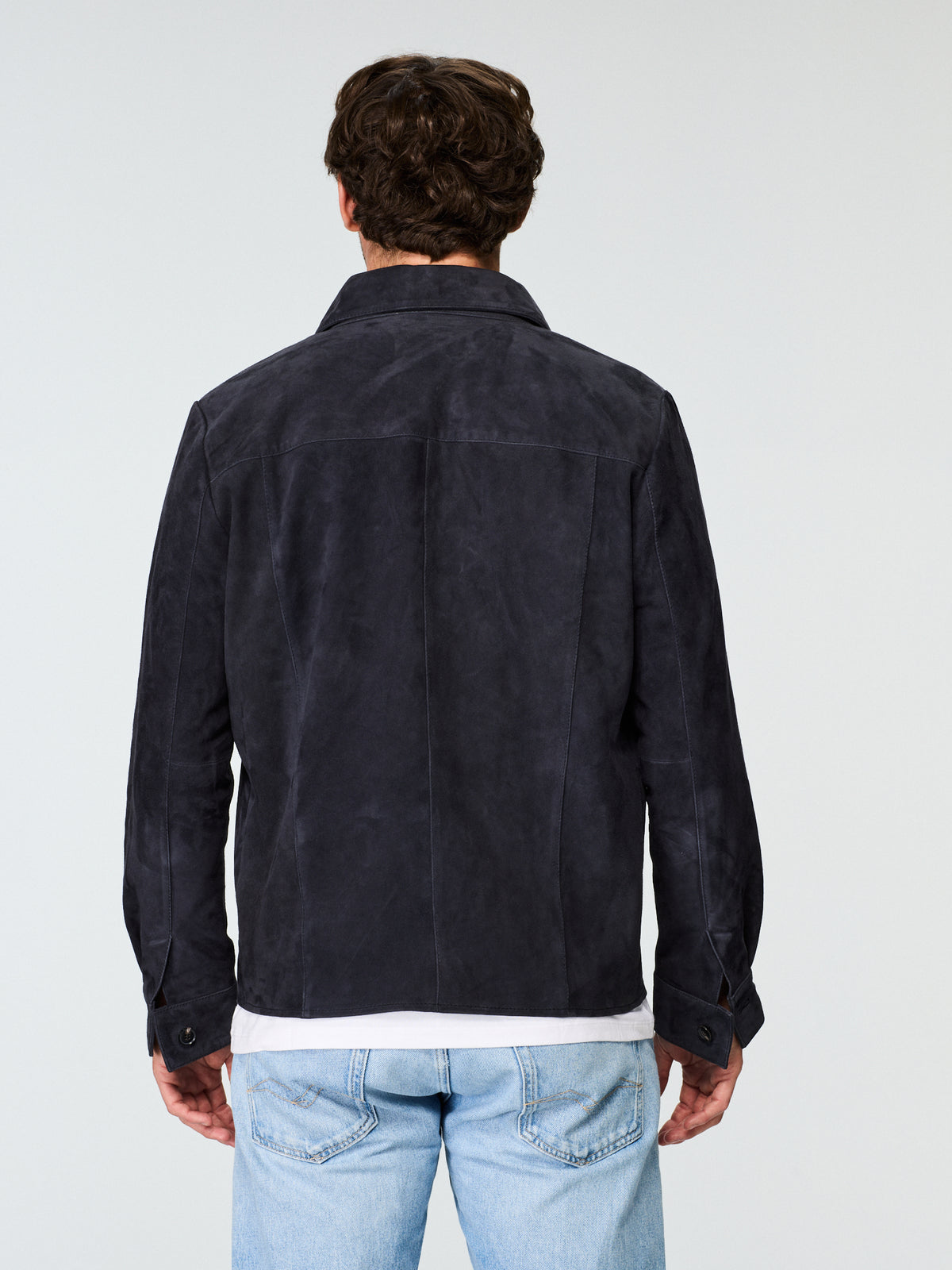 Suede Shirt Jacket Dark Blue