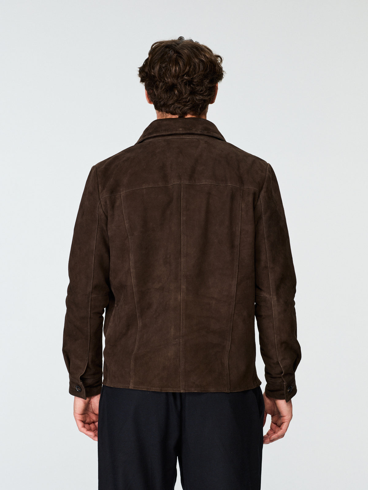 Suede Shirt Jacket Dark Brown