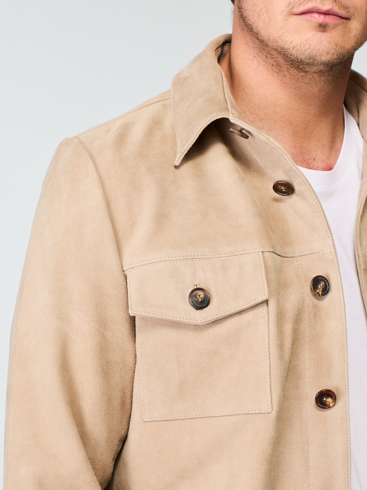 Suede Shirt Jacket Light Sand