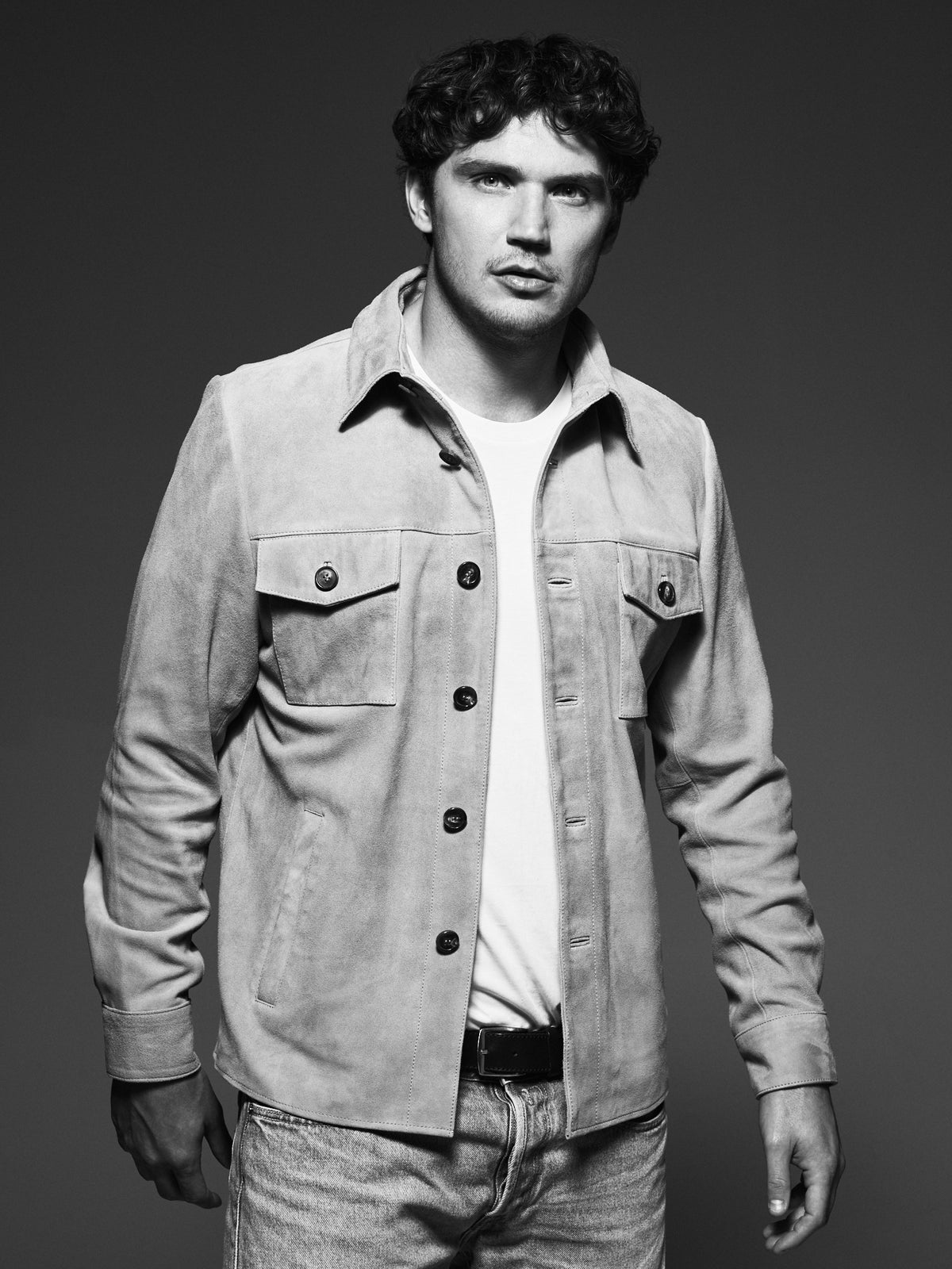 Suede Shirt Jacket Light Sand