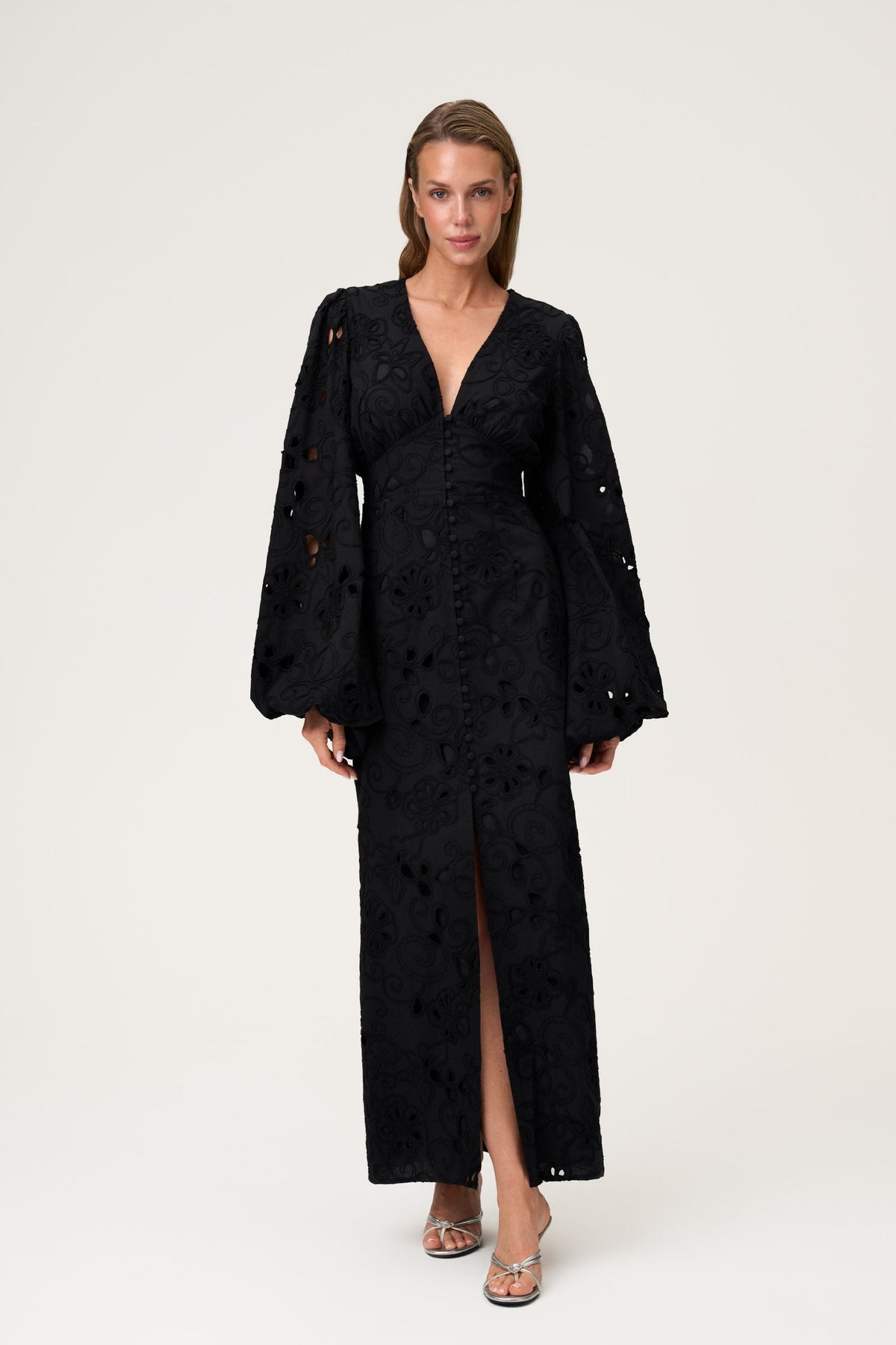 Positano Dress Black Embroidery