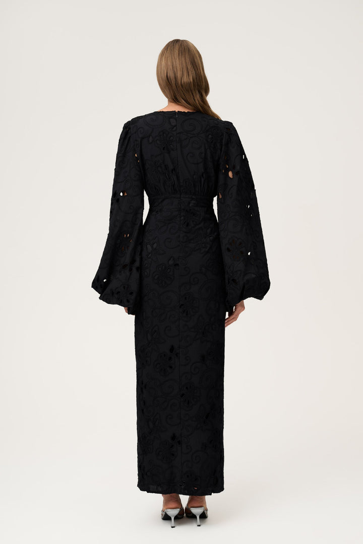 Positano Dress Black Embroidery