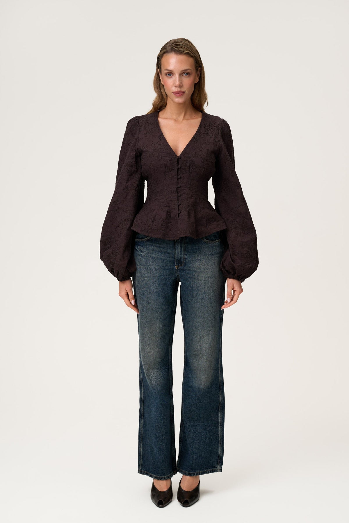 Palena Blouse Brown Embroidery