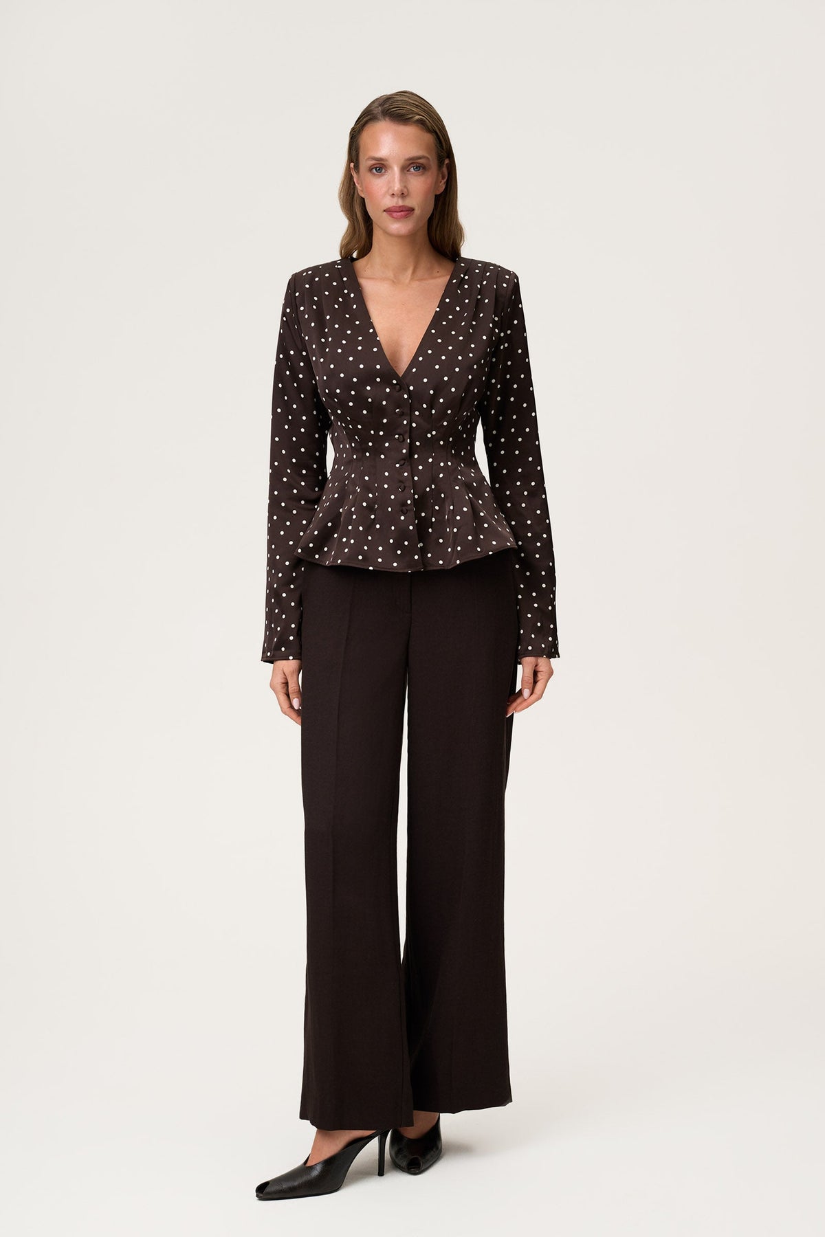 Marmo Blouse Micro Dots Espresso