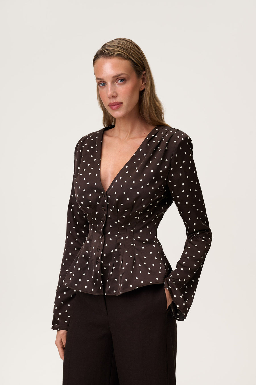 Marmo Blouse Micro Dots Espresso