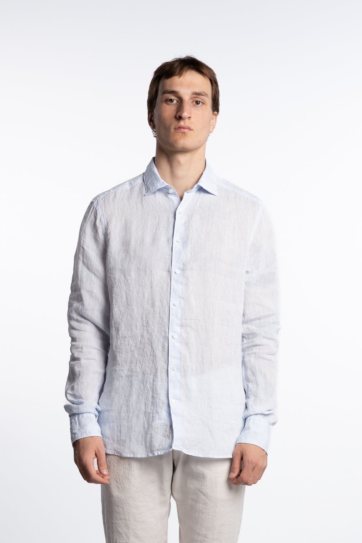 Slimline Linen Shirt Light Blue