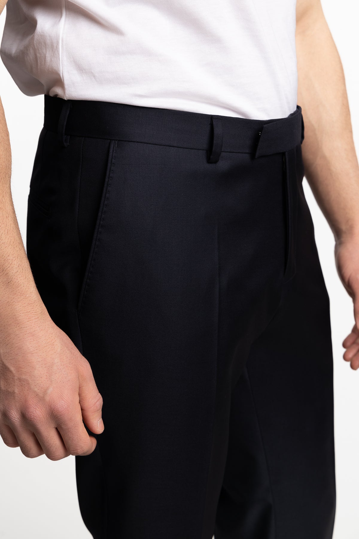 Palermo Slim Fit Wool Trousers Ink Blue