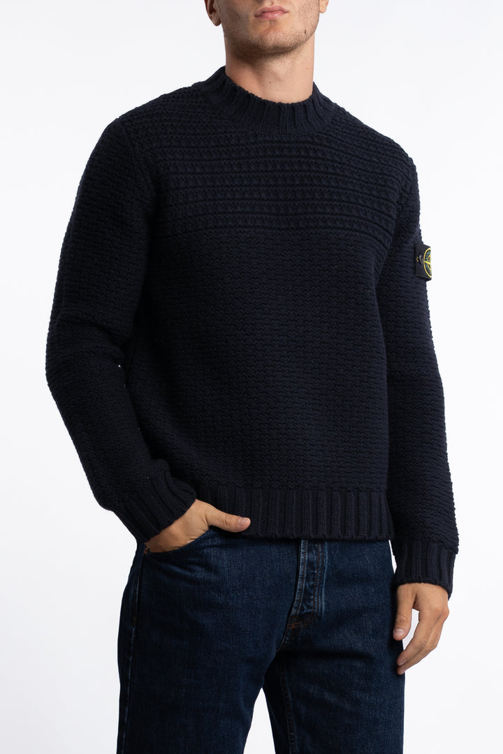 5100054 Pure Wool Mock Neck Jumper Navy