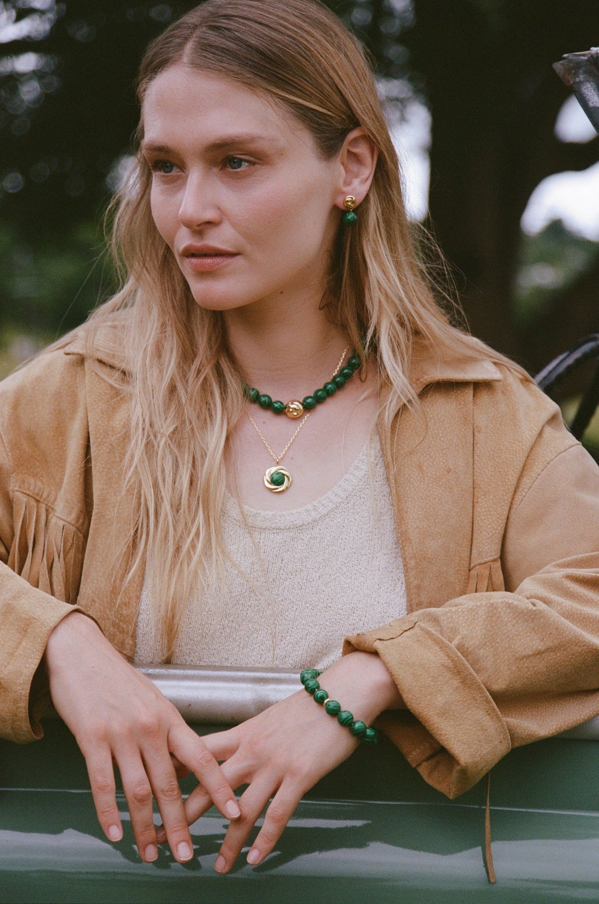 Malachite Dreams Necklace - Holly Green, styling