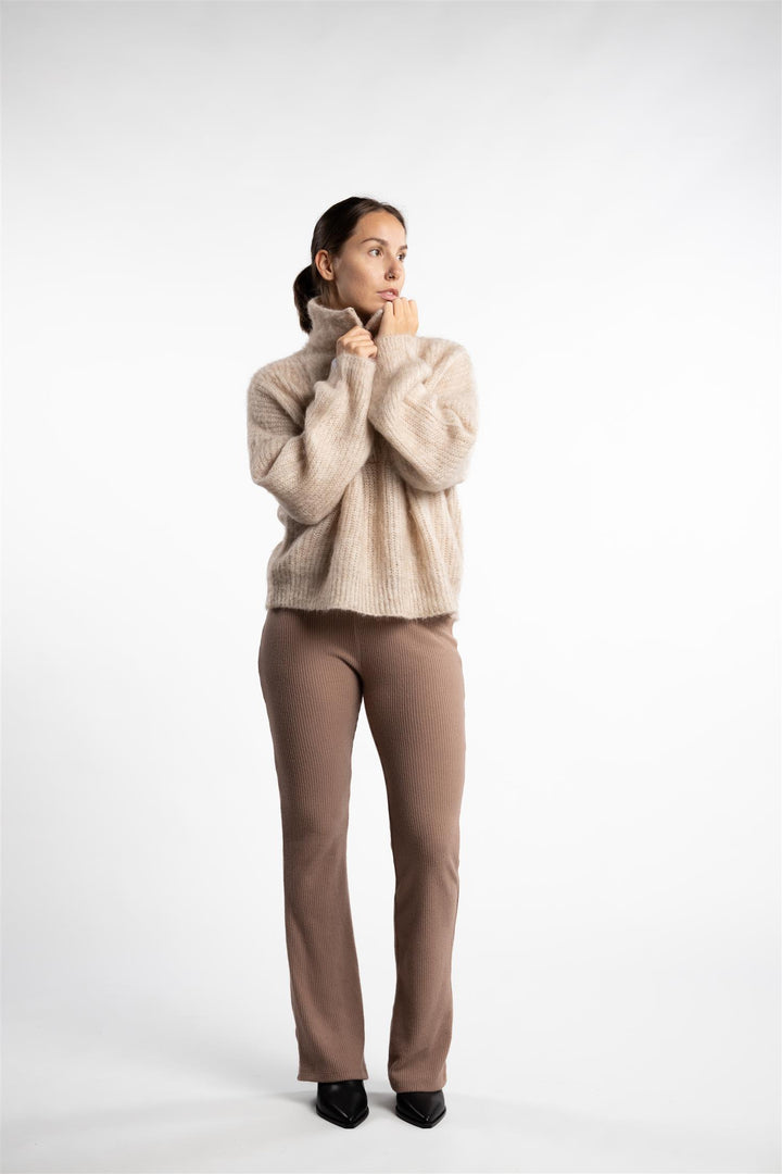 Florie Brushed Zip Knit- Warm Sand