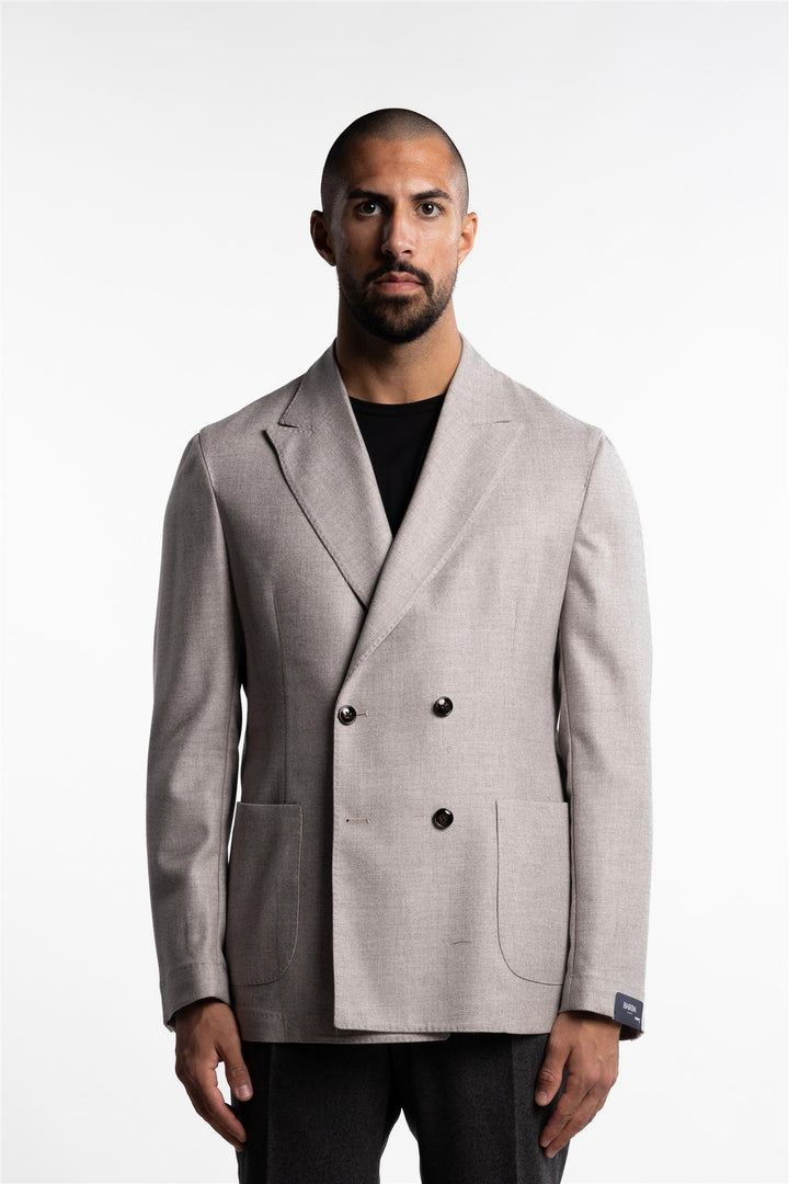 Double Breasted Wool/Cashmere Easywear Blazer Beige